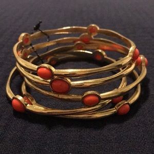 NWOT Lane Bryant gold bangle bracelets with orange accents
